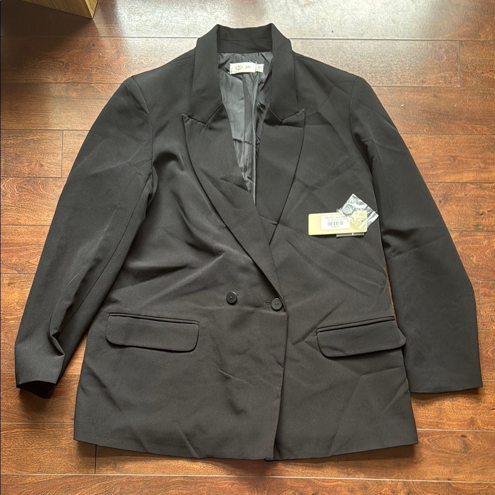 BNWT RD Style Oversized Women's Black Double-Breasted Blazer